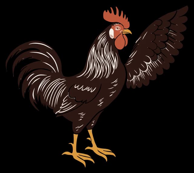 The rooster, waving
