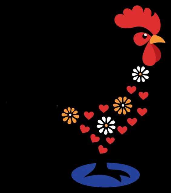 The rooster, waving